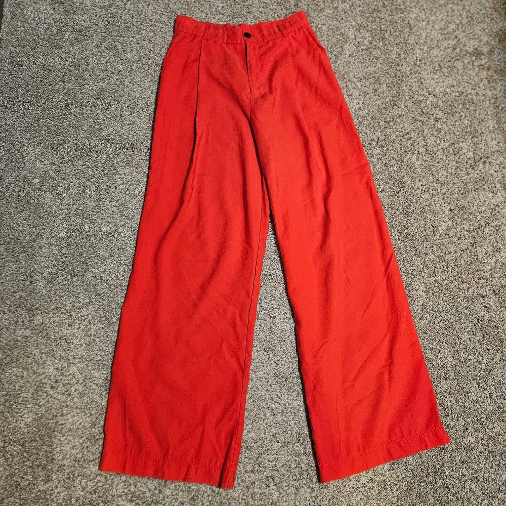 Zara Red Wide Leg Pants